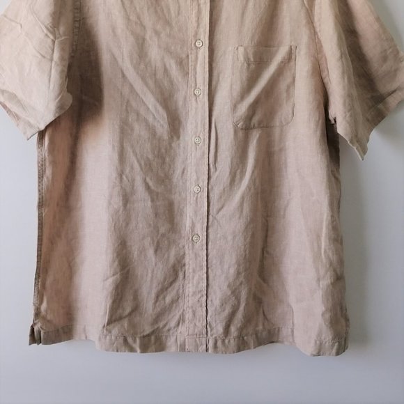 Roundtree & York Mens Beige Short Sleeve Button Up Shirt Size XL - Picture 3 of 6